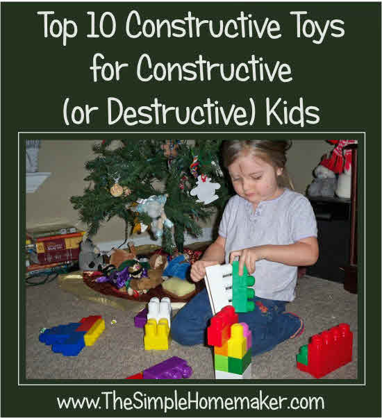 Top Ten Constructive Toys for Constructive (and Destructive) Kids...great ideas from a homeschooling mama of seven.