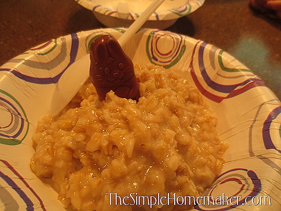 Chocolate Bunny Oatmeal -- Simple Easter fun your kids will LOVE!