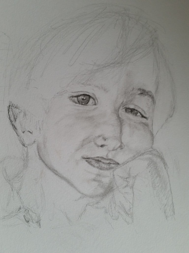 Elisabeth ran out of time to finish this sketch of her brother.
